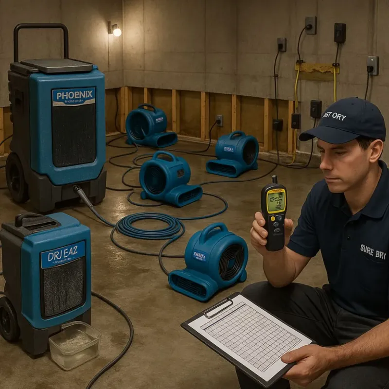 Structural Drying and Dehumidification process in Duenweg, MO